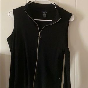 Long sleeve, cut out shoulders, zippered shirt